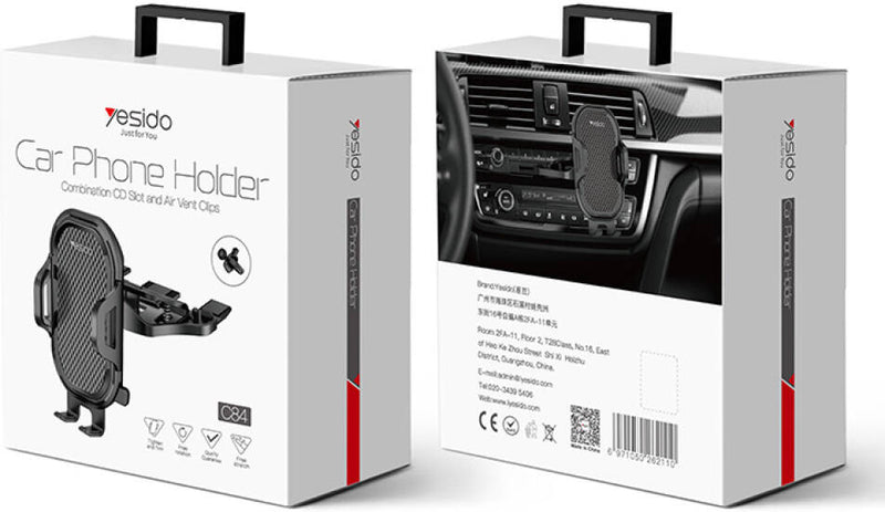 Yesido C84 Universal 2-in-1 Car Phone Holder for CD Slot and Air Vent