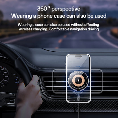 C308 Low Temperature 15W MAX Flowing Light Magnetic Suction Wireless Fast Charging Phone Holder