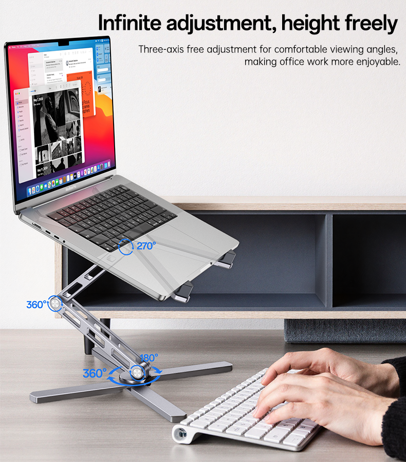 YESIDO LP09 Aluminum Laptop Stand Height Adjustable Foldable Notebook