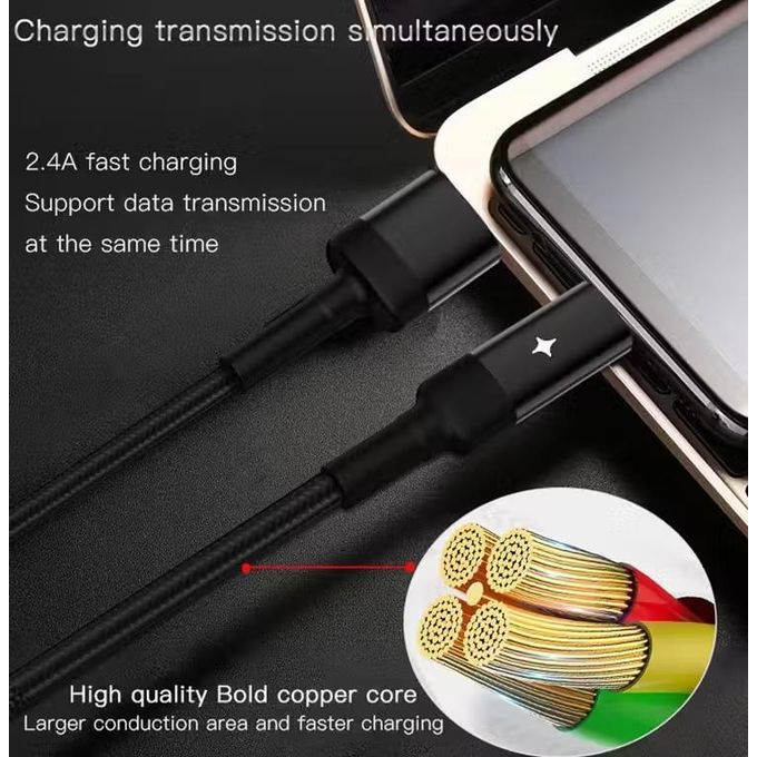Yesido CA28 Intelligent Lightning Data Cable – 1.2m Auto-Disconnect Technology with Cotton Braided Armor & Metal Shell (2.4A Max)