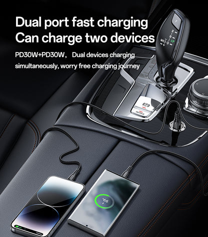 Yesido Y69 Mini Hidden Car Charger 30W – Transparent Zinc Alloy Design with Dual Type-C PD Ports