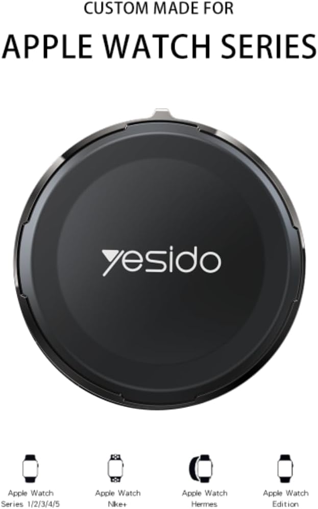 شاحن ساعة أبل اللاسلكي الذكي Yesido DS18 بمنفذ مزدوج (Type-C / Lightning) - أسود