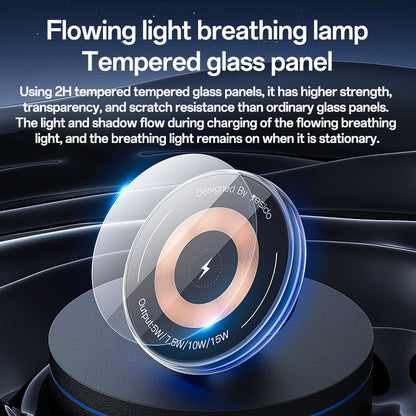 C308 Low Temperature 15W MAX Flowing Light Magnetic Suction Wireless Fast Charging Phone Holder