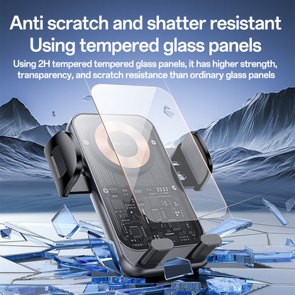 Yesido C307 15W Car Wireless Charger - Transparent Design & Smart Electric Lock
