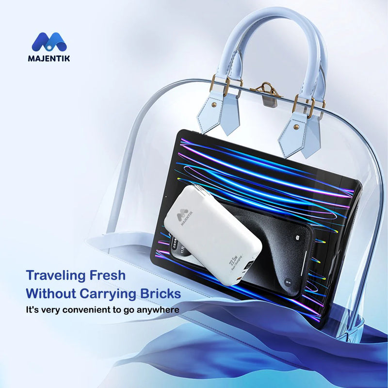Majentik MJ-31 10000mAh Power Bank – 22.5W Fast Charger with Built-in Cables