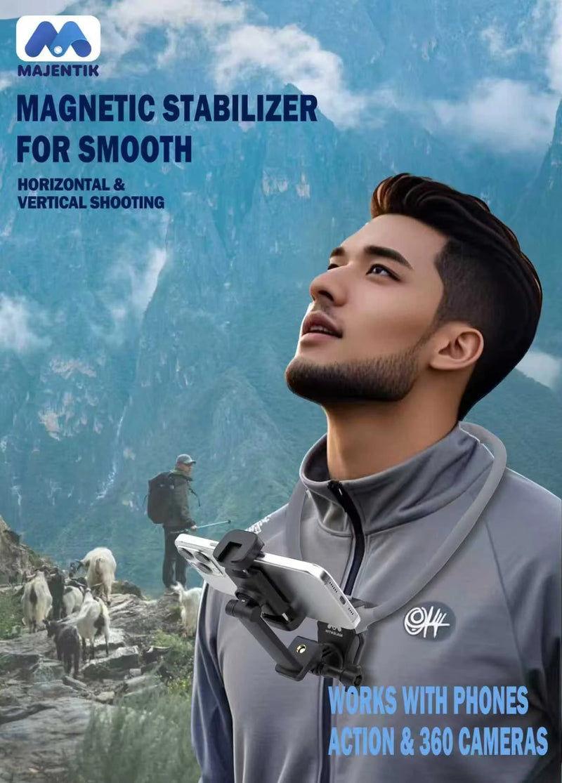 Majentik MR-001 Magnetic POV Neck Mount Holder – Flexible Skin-Friendly Silicone Rig with 360° Rotation & Quick Release