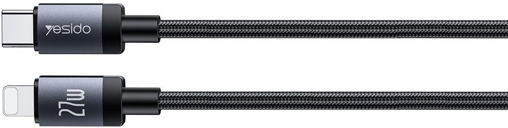 طقم شحن السيارة Yesido Y73 بقوة 30 واط - منفذين (USB + Type-C) مع كابل Type-C to Lightning
