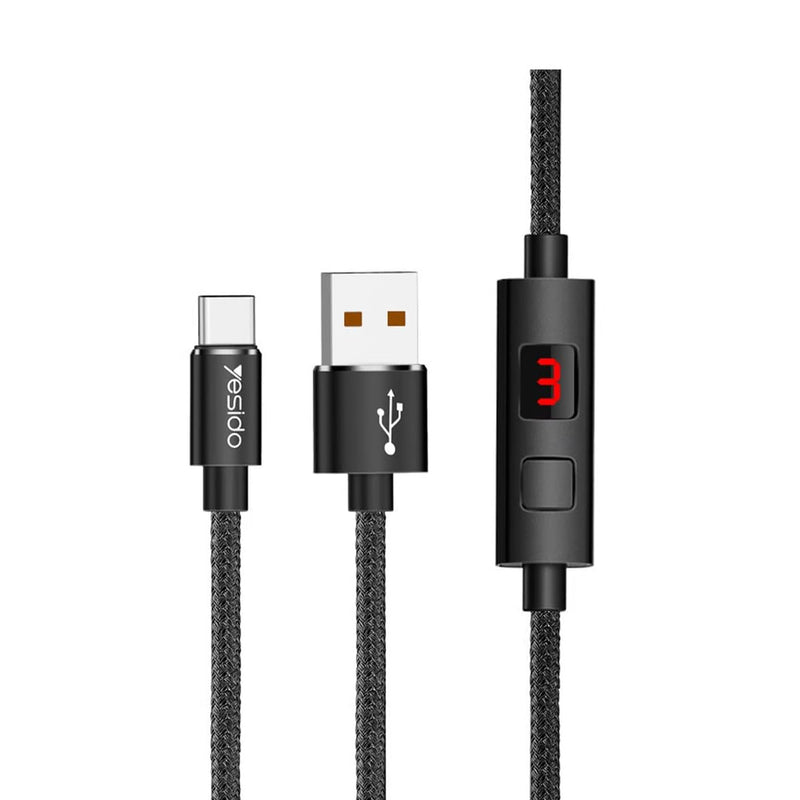 Yesido CA46 Intelligent Type-C Data Cable – 1.2m Smart Timing Cut-Off Technology with Aluminum Alloy Shells (2.4A Max / USB 2.0)