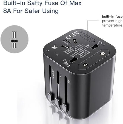 Yesido MC09 4-in-1 Universal Travel Adapter – Compact Folding Design for AU, US, EU, and UK