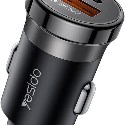 Yesido Y72 30W Dual Port Fast Car Charger – (USB + Type-C) with Type-C to Type-C Fast Cable