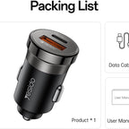 Yesido Y73 30W Dual Port Fast Car Charger – (USB + Type-C) with Type-C to Lightning Cable