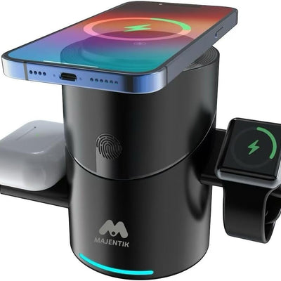 Majentik MW-20 Magnetic Wireless Car Charger Mount – Automatic Pop-up Design Smart Air Vent Phone Holder