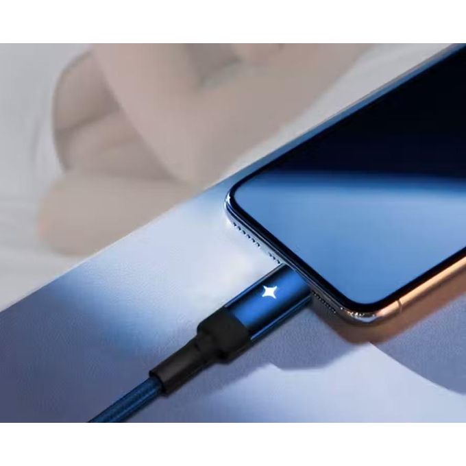 Yesido CA28 Intelligent Lightning Data Cable – 1.2m Auto-Disconnect Technology with Cotton Braided Armor & Metal Shell (2.4A Max)