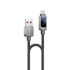 Yesido CA128L 12W USB-A to Lightning Cable with LED Digital Display – 1.2m Braided Zinc Alloy Connectors (2.4A)