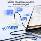 Yesido CA204P 60W PD Fast Charging & Data Cable – Durable 16-Braided Aluminum Alloy Design (1 Meter)