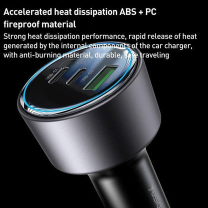 Yesido Y59 200W Super Fast Car Charger – Triple Port (Dual Type-C 100W + USB-A 18W)