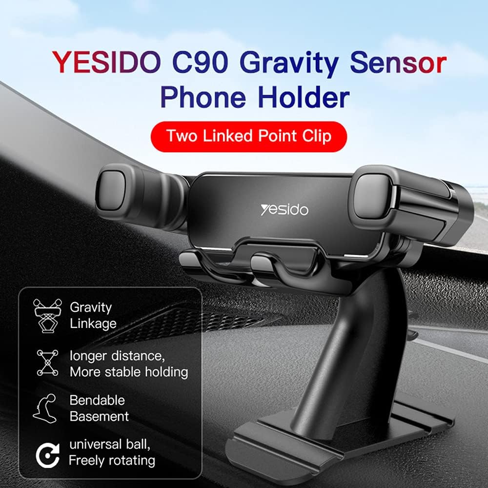 هولدر السيارة Yesido C90 بخاصية الجاذبية التلقائية لتثبيت الموبايل بلمسة واحدة