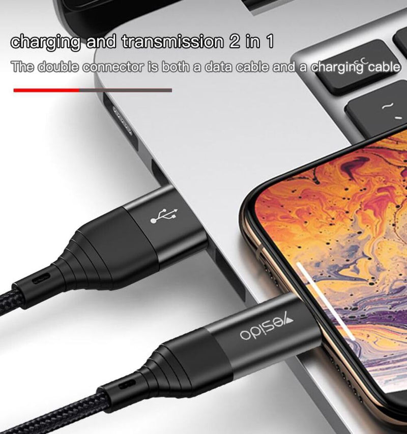 Yesido CA59 4-in-1 Multi-Connector Fast Charging Cable – 1.2m Heavy-Duty Cotton Braided Armor with Metal Shells (60W Power Delivery)