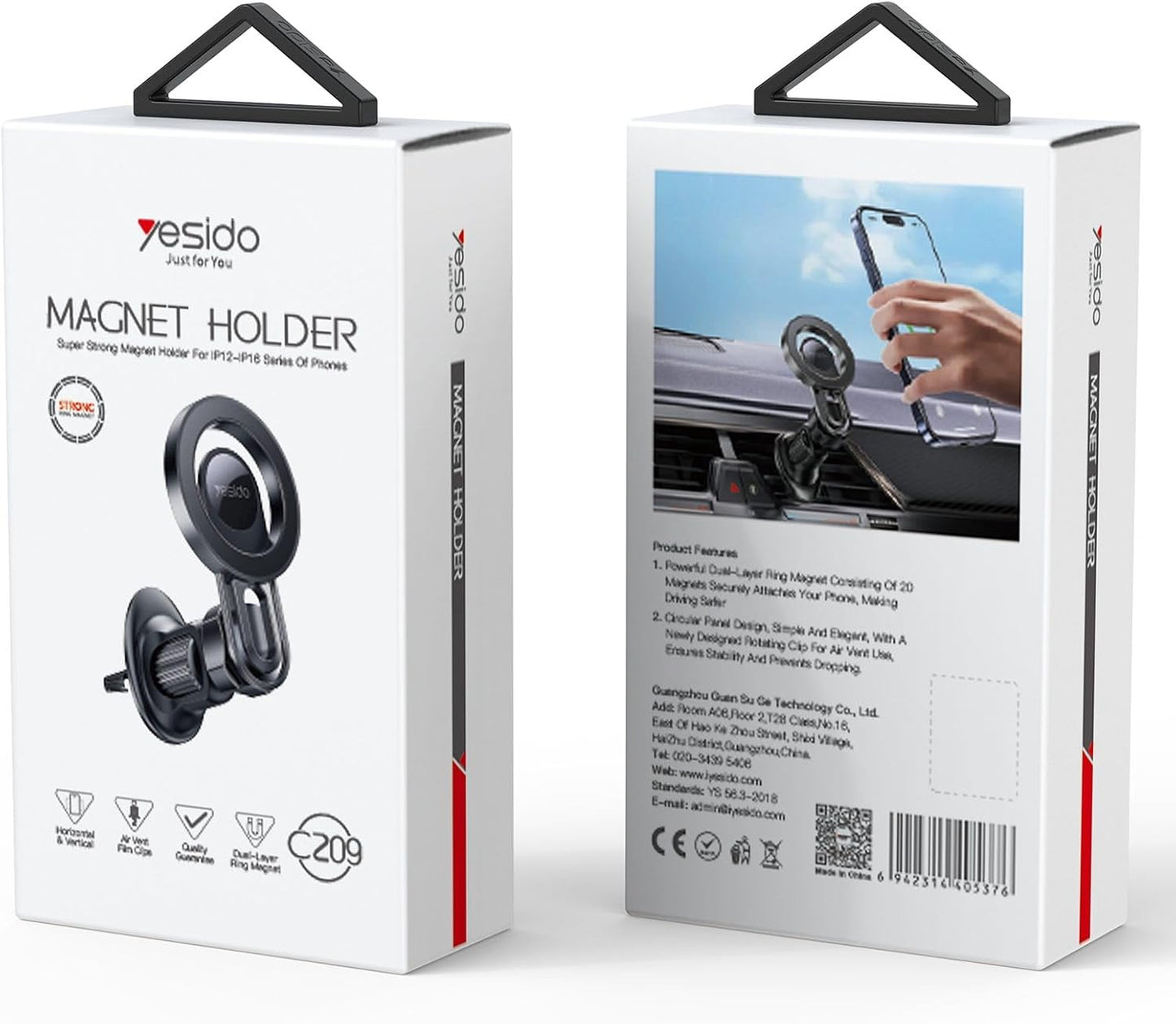 هولدر Yesido C209 مغناطيسي MagSafe لفتحة التكييف بقوة 20 مغناطيس مزدوج