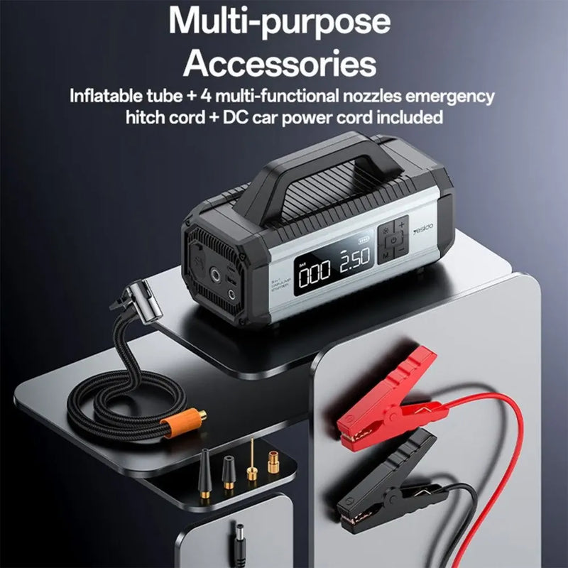 Yesido VC13 5-in-1 Professional Jump Starter & Tire Inflator – 150PSI High Pressure & 10000mAh Power Bank