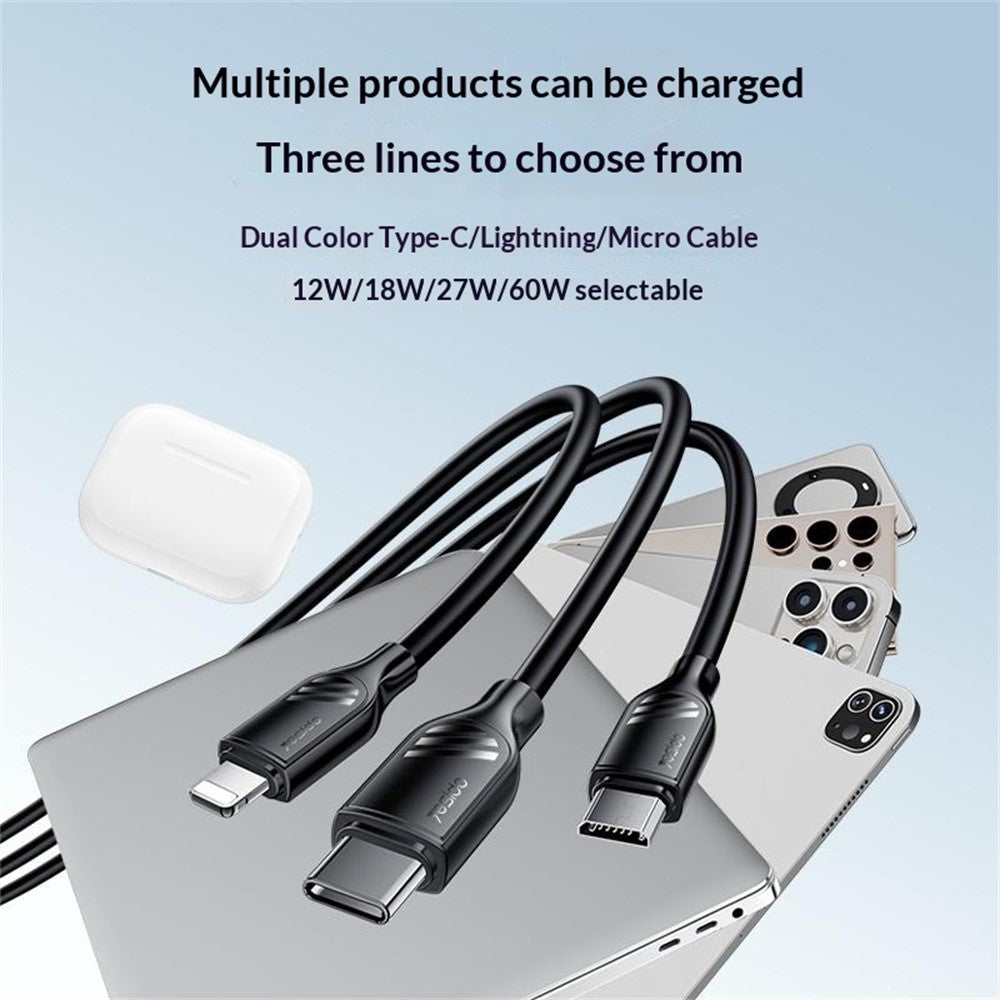 كابل يسيدو Yesido CA126C باللون الأبيض بطول 1 متر (USB-A إلى Type-C) بقوة 18 واط - شحن سريع ومقاوم للانحناء
