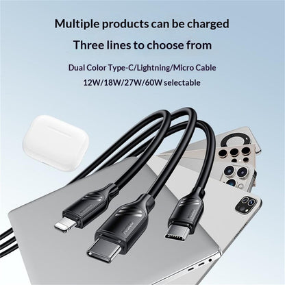 كابل يسيدو Yesido CA126C باللون الأبيض بطول 1 متر (USB-A إلى Type-C) بقوة 18 واط - شحن سريع ومقاوم للانحناء