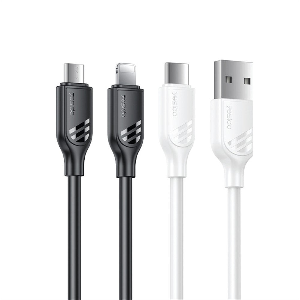 كابل يسيدو Yesido CA126C باللون الأبيض بطول 1 متر (USB-A إلى Type-C) بقوة 18 واط - شحن سريع ومقاوم للانحناء