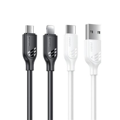 كابل يسيدو Yesido CA126C باللون الأبيض بطول 1 متر (USB-A إلى Type-C) بقوة 18 واط - شحن سريع ومقاوم للانحناء