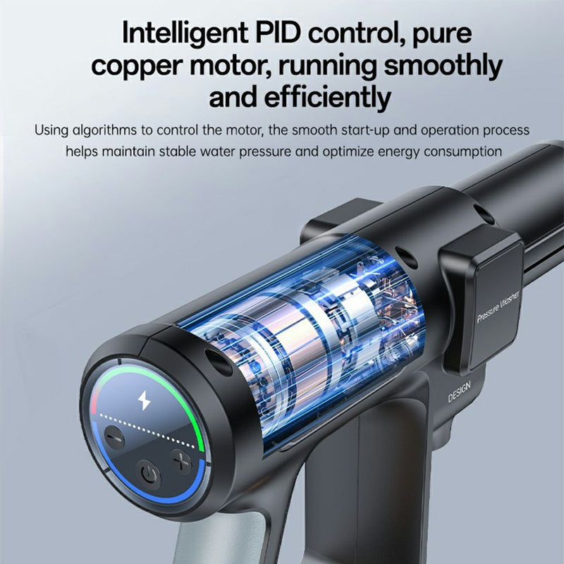مسدس غسيل السيارات اللاسلكي Yesido VC18 بقوة ضغط احترافية، ترسين قابلين للتعديل وشاشة عرض LED ذكية