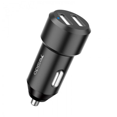 Yesido Y34 Compact Car Charger – Dual USB Ports 2.4A with Aluminum Alloy Shell