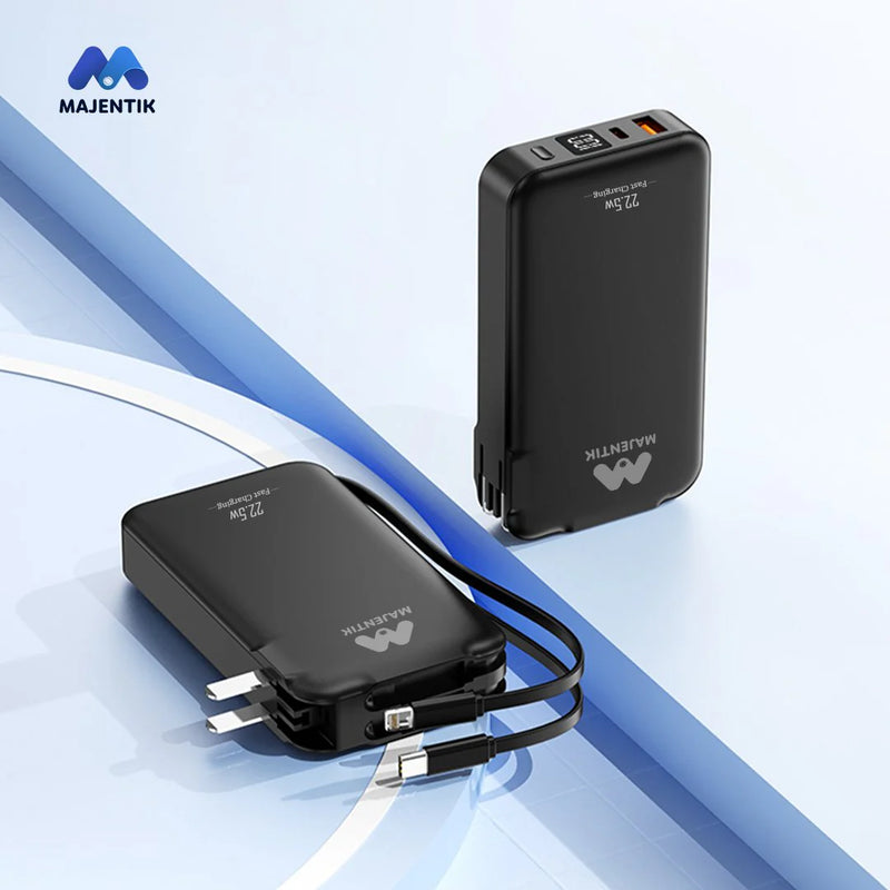 Majentik MJ-31 10000mAh Power Bank – 22.5W Fast Charger with Built-in Cables