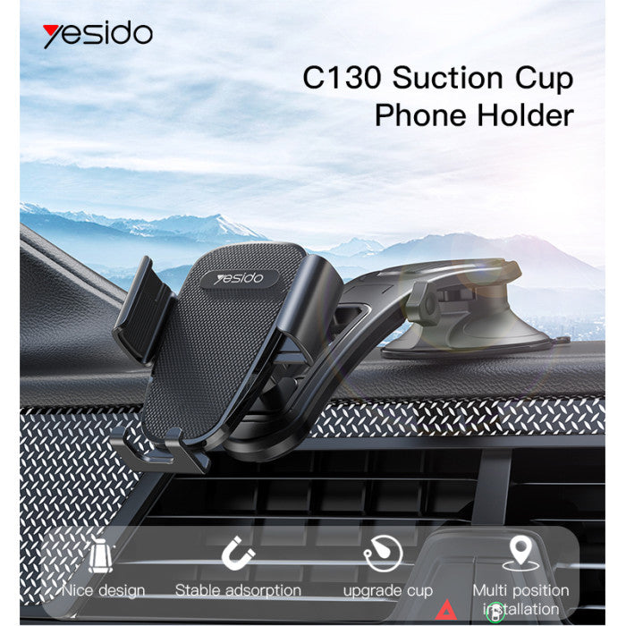 Yesido C130 Car Phone Holder for Dashboard and Windshield with Folding Arm