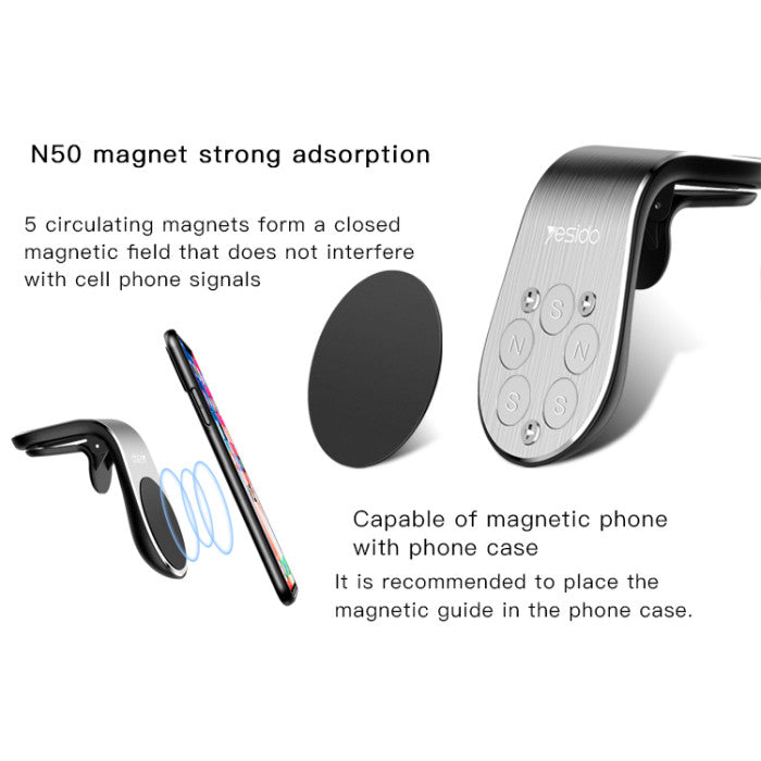 Yesido C64 New N50 Magnetic Air Vent Car Mobile Phone Holder with 360 Degree Rotation