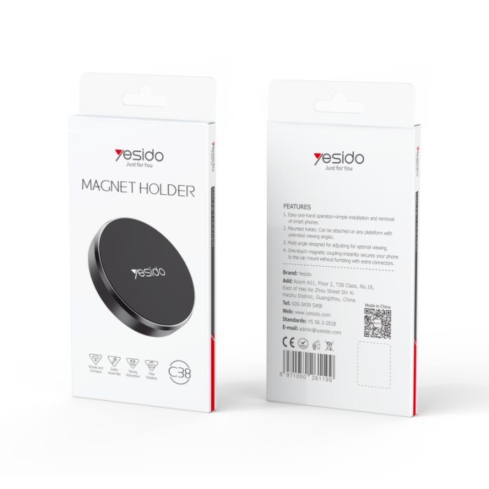 Yesido C38 High Quality Metal Magnetic Car Phone Holder with 4 Powerful Magnets