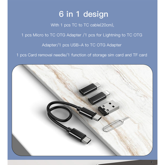 Yesido CA114 Multifunction Tech Storage Box & Charging Adapter Kit – 60W Type-C to Type-C Cable, 18W Fast Charging Micro/Type-C & 12W Lightning Connectors