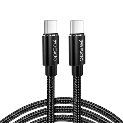 Yesido CA55 Type-C to Type-C Fast Charging Data Cable – 1.2m Heavy-Duty Cotton & Nylon Braided Armor with Metal Shells (45W / 3A Max)