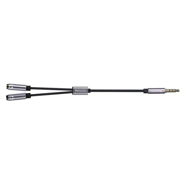 YAU28 15cm 3.5mm Male Jack To Female Earphone And Microphone Port AUX Audio Cable