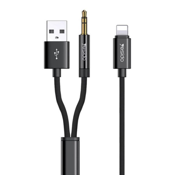 YAU18 Music Audio Adapter With USB Charging Splitter To 3.5mm Audio Cable Line For iPhone