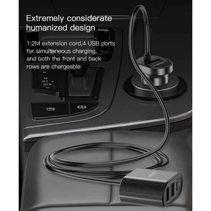 Yesido Y41 Multi-Port Car Charger – 4 Interfaces with Type-C PD & Smart USB Ports