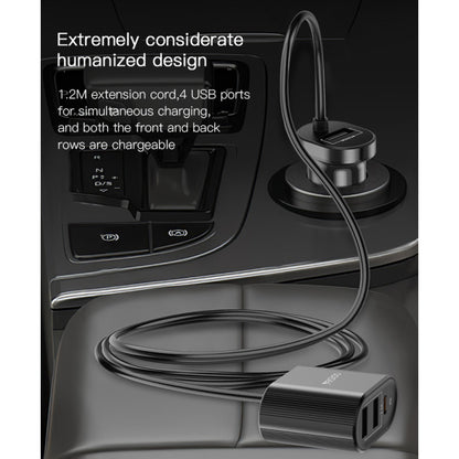 Yesido Y41 Multi-Port Car Charger – 4 Interfaces with Type-C PD & Smart USB Ports