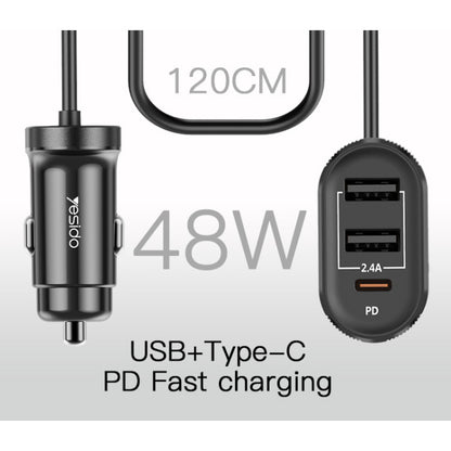 Yesido Y41 Multi-Port Car Charger – 4 Interfaces with Type-C PD & Smart USB Ports