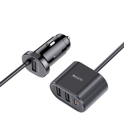 Yesido Y41 Multi-Port Car Charger – 4 Interfaces with Type-C PD & Smart USB Ports