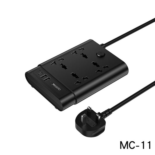 Yesido MC11 7-in-1 Smart Power Strip – 2650W, 20W PD + 18W QC 3.0 with 4 Universal Outlets