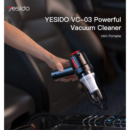 مكنسة Yesido VC03 اللاسلكية المحمولة - شفط قوي 4500 باسكال بتصميم مدمج للسيارة والمنزل والمكتب