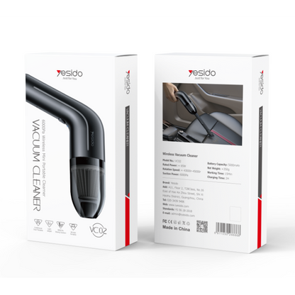 Yesido VC02 Professional Wireless Vacuum Cleaner – 6000Pa Powerful Suction with 5000mAh Battery