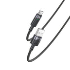 Yesido CA123 Smart Type-C to Lightning Data Cable – 1.2m Auto-Disconnect & Auto-Reconnect Armor Cable with LED Breathing Light (27W / 3A Max)
