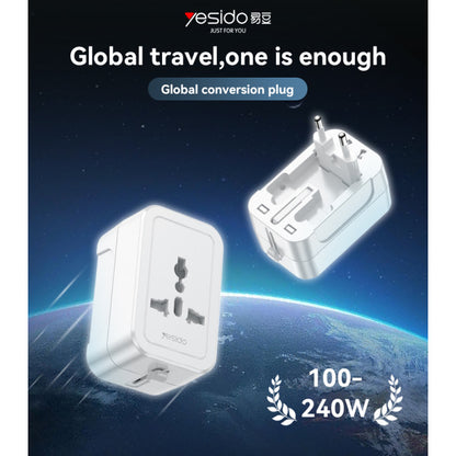 Yesido MC32 Universal Travel Adapter 1380W - Supports US, UK, EU, AU Global Standard Plugs