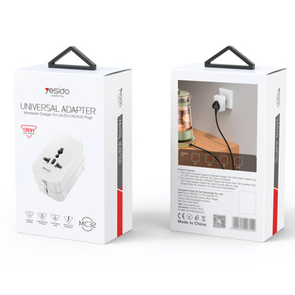 Yesido MC32 Universal Travel Adapter 1380W - Supports US, UK, EU, AU Global Standard Plugs