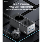 Yesido MC36 5-in-1 GaN Fast Charging Power Socket – 65W PD + 2500W AC European Standard