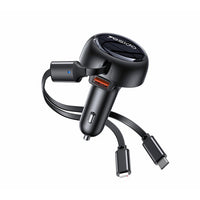 شاحن السيارة Yesido Y61 المتطور بقدرة 53 واط - مزود بكابلات Type-C و Lightning قابلة للسحب ومنفذ USB